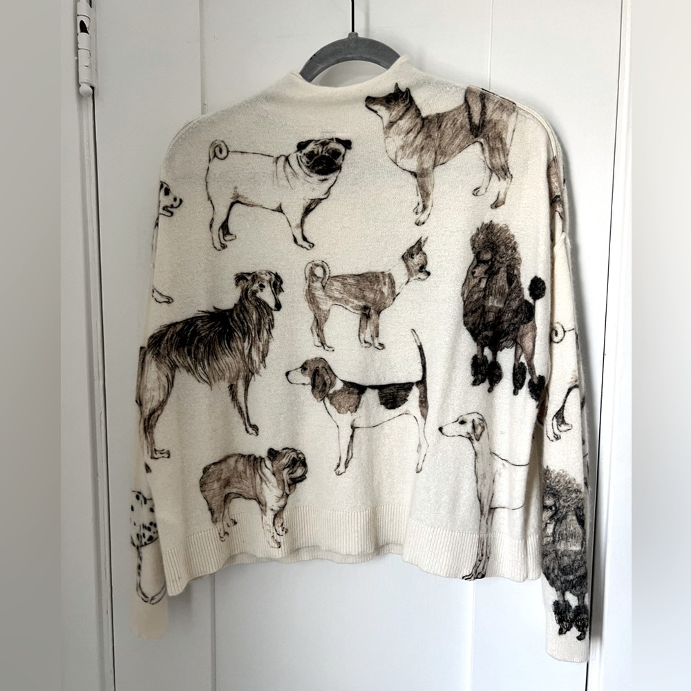 Anthropologie Pilcro The Alani Mock Neck Dog Graphic Printed Cashmere Sweater M